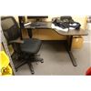 Image 1 : DARK BROWN OFFICE DESK W/ CHAIR & WALLMOUNT WHITE