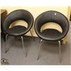 Image 1 : 2 BLACK LEATHERETTE CHAIRS W/ CHROME BASES
