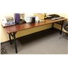 Image 1 : BROWN 95" WOOD FINISH FOLDING TABLE