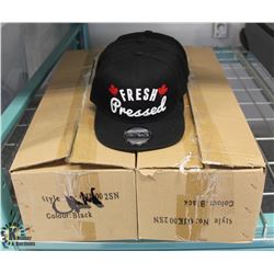 2.5 BOXES OF FRESH PRESSED BLACK HATS