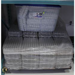 HALF PALLET OF GLASS BOTTLES W/ TOTE DROPPER LIDS
