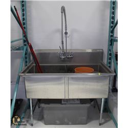 STAINLESS STEEL 2 COMPARTMENT SINK W/ PRE RINSE