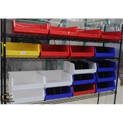 LOT OF 18 MIXED COLOR PLASTIC STACKING STORAGE