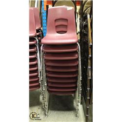 LOT OF 10 HEAVY DUTY BURGUNDY CHAIRS W/ CHROME