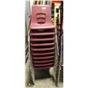 Image 1 : LOT OF 10 HEAVY DUTY BURGUNDY CHAIRS W/ CHROME