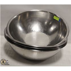 LOT OF 4 LARGE 18" STAINLESS STEEL BOWLS