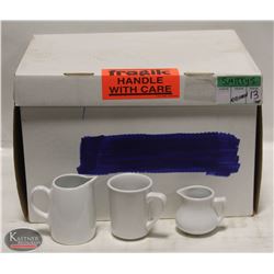 18 WHITE PORCELAIN COFFEE CUPS W/ 11 CREAM JUGS