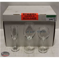 16 WINE GLASSES W/ 7 CHAMPAGNE GLASSES