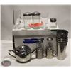 Image 1 : LOT OF ASSORTED GLASSWARE & TEAPOTS INCL.