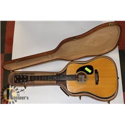 SHIRO MODEL SW-15 GUITAR WITH HARD BROWN CASE.