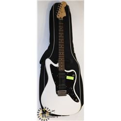 SQUIRE BY FENDER STRAT WHITE GUITAR WITH SOFT CASE