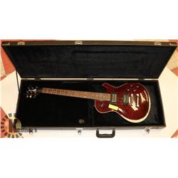 CHARVEL LES PAUL STYLE DARK RED GUITAR WITH HARD