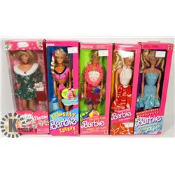BOX OF 5 ASSORTED COLLECTORS BARBIES.