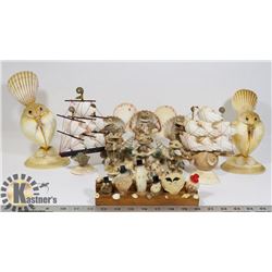 LOT OF OCEAN SEASHELL DECOR & COLLECTABLES