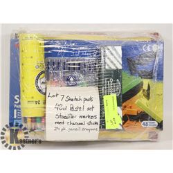 BUNDLE OF ART SUPPLIES INCLUDING SKETCH PADS,