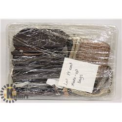 TOTE OF 14 ASSORTED MAKE UP BAGS