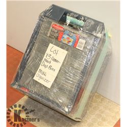 LOT OF 3 RUBBERMAID DROP BINS (ORGANIZERS)