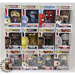 LOT OF 12 FIUNKO POP MARVEL IRON MAN, SPIDERMAN,