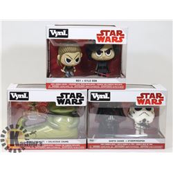 LOT OF 3 FUNKO VYNL STAR WARS REY, KYLO REN,