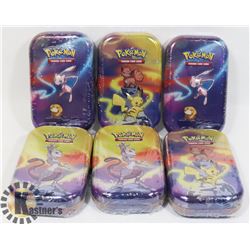 LOT OF 6 VARIOUS POKEMON MINI TINS WITH BOOSTER