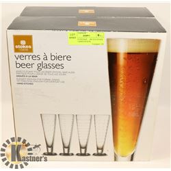 LOT OF 8 VINTAGE NEW OLD STOCK BEER GLASSES IN BOX