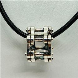 S/SIL BEAD WITH CORD NECKLACE