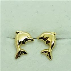 14K DOLPHIN SCREWBACK  EARRINGS