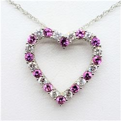 S/SIL CREATED PINK SAPPHIRE CZ NECKLACE