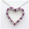 Image 1 : S/SIL CREATED PINK SAPPHIRE CZ NECKLACE