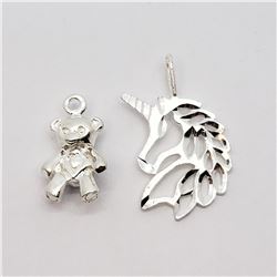 S/SIL 2 PENDANTS WITH CORD NECKLACE