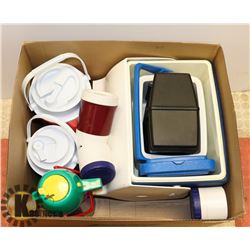 ESTATE BOX OF COOLERS, AND TRAVEL CONTAINERS