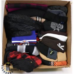 BOX FULL OF SCARVES & TUQUES INCL.