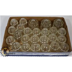 FLAT OF 25 VINTAGE DOMINION GLASS INSULATORS