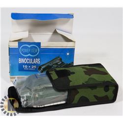 NEW POWERVIEW 10 X 25 WIDE ANGLE BINOCULARS WITH