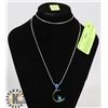 Image 1 : AQUAMARINE BLUE OPAL PENDANT AND NECKLACE SET