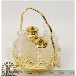 VINTAGE 5 PC SALT/PEPPER/OIL/VINGAR