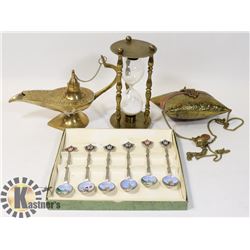 VINTAGE BRASS GENIE LAMP (ENGRAVED