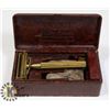 Image 1 : ANTIQUE GOLD PLATE VALET AUTO STROP RAZOR IN