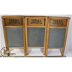THREE DECORATIVE WASHBOARDS.