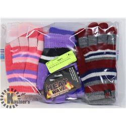3PK KIDS HEAT WAVE GLOVES.