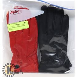 2PK LADIES LEATHER GLOVES SMALL.