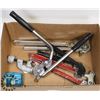 Image 1 : BOX OF ASSORTED TUBE BENDERS AND PIPE CUTTER.