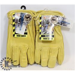2 PAIRS OF FLEECE-LINED LEATHER WORK GLOVES