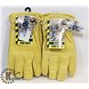 Image 1 : 2 PAIRS OF FLEECE-LINED LEATHER WORK GLOVES