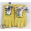 Image 1 : 2 PAIRS OF FLEECE-LINED LEATHER WORK GLOVES