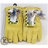 Image 1 : 2 PAIRS OF FLEECE-LINED LEATHER WORK GLOVES