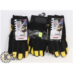 3 PAIRS OF MED-SIZE LEATHER WORK GLOVES