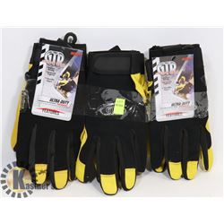 3 PAIRS OF MED-SIZE LEATHER WORK GLOVES