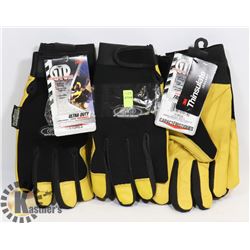 3 PAIRS OF LARGE WORK GLOVES W/ LEATHER