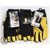 Image 1 : 3 PAIRS OF LARGE WORK GLOVES W/ LEATHER